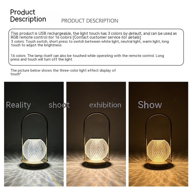 Metal Portable Ambience Light Bedroom Bedside Lamp Home Decor - ArchCanvas Haven