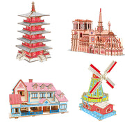 Wooden Puzzle Creative Architecture Cathedral - ArchCanvas Haven