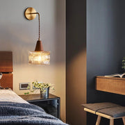 Wall Lamp Japanese Style Walnut Bedroom Bedside Lamp Modern - ArchCanvas Haven