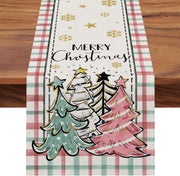Christmas Trees Merry Xmas Table Runner, Seasonal Winter Holiday Kitchen Dining Table Decoration For Indoor Outdoor Home Party Decor 13 X 72 Inch - ArchCanvas Haven
