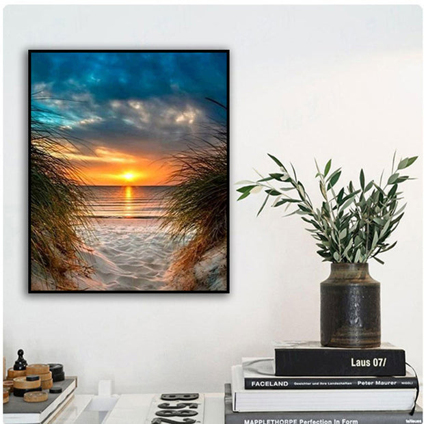 Sunset Seascape Living Room Decorative Painting Full Drill - ArchCanvas Haven