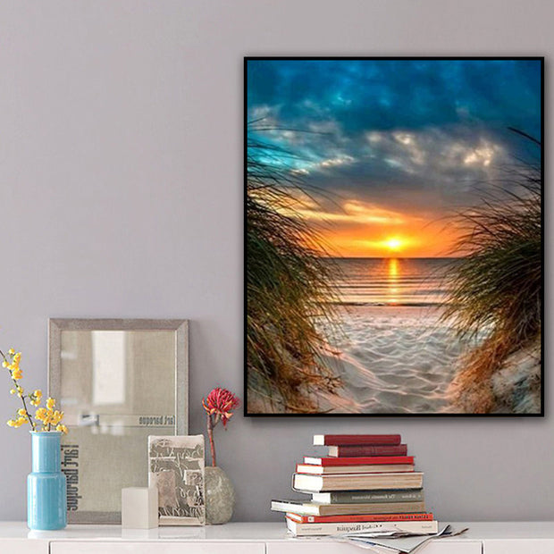 Sunset Seascape Living Room Decorative Painting Full Drill - ArchCanvas Haven