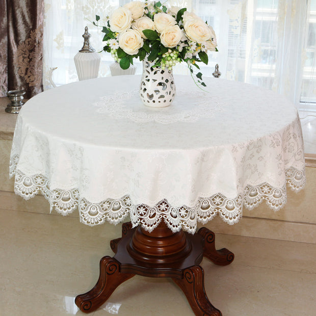 Tablecloth Chair Cover Lace Oval Round Tea Table Cloth Tablecloth - ArchCanvas Haven