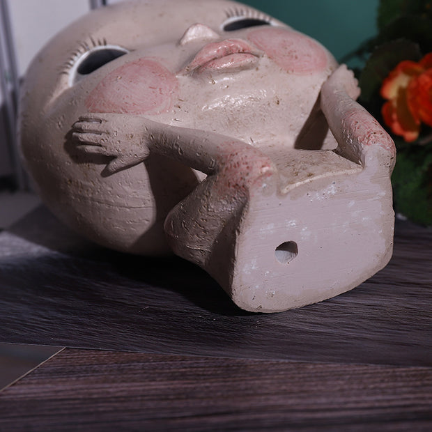 Girls Face Head Flower Planter Succulent Plant Flower Container Pot Flowerpot Garden Decor Nordic Tabletop Ornament - ArchCanvas Haven