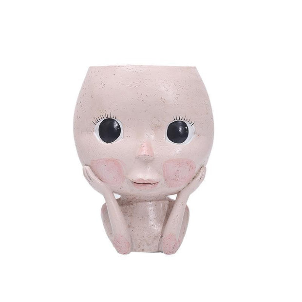 Girls Face Head Flower Planter Succulent Plant Flower Container Pot Flowerpot Garden Decor Nordic Tabletop Ornament - ArchCanvas Haven