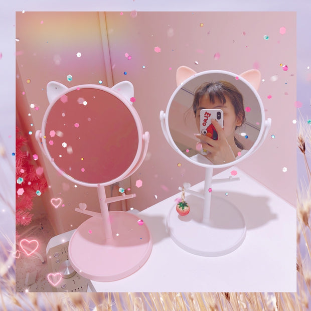 Mirror Folding Desktop Makeup Mirror Student Dormitory Desktop Storage Beauty Portable Beauty Makeup Vanity Mirror - ArchCanvas Haven