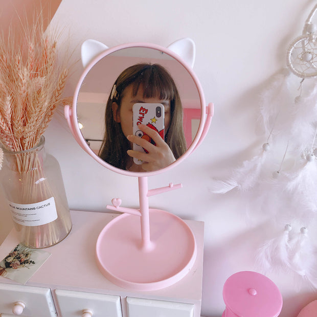 Mirror Folding Desktop Makeup Mirror Student Dormitory Desktop Storage Beauty Portable Beauty Makeup Vanity Mirror - ArchCanvas Haven