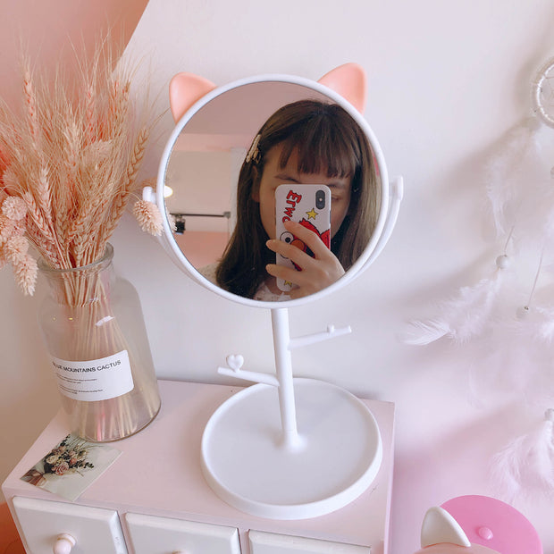Mirror Folding Desktop Makeup Mirror Student Dormitory Desktop Storage Beauty Portable Beauty Makeup Vanity Mirror - ArchCanvas Haven