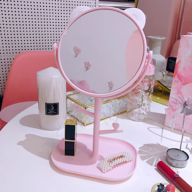 Mirror Folding Desktop Makeup Mirror Student Dormitory Desktop Storage Beauty Portable Beauty Makeup Vanity Mirror - ArchCanvas Haven