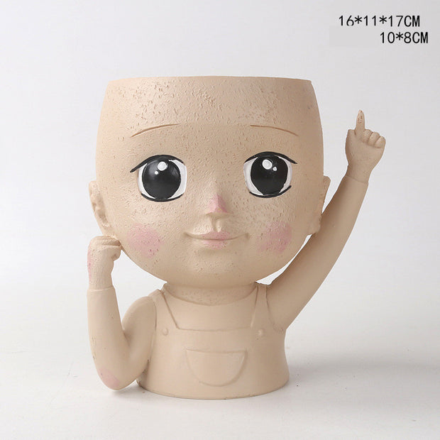 Girls Face Head Flower Planter Succulent Plant Flower Container Pot Flowerpot Garden Decor Nordic Tabletop Ornament - ArchCanvas Haven
