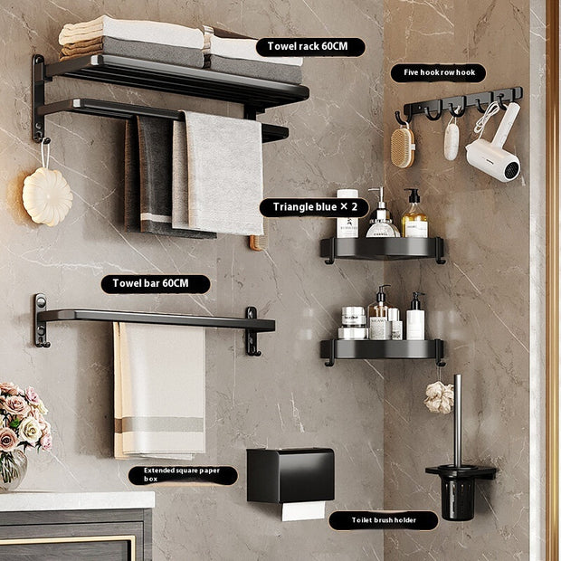 Towel Rack Black Bathroom Rack Bathroom Pendant - ArchCanvas Haven