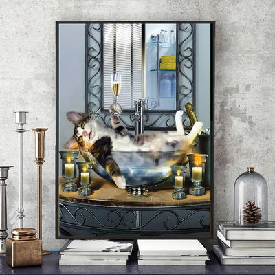 Mosaic Bathroom Painting Full Square Circle Embroidery Animal Home Decor Craft Set - ArchCanvas Haven