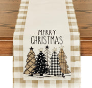 Christmas Trees Merry Xmas Table Runner, Seasonal Winter Holiday Kitchen Dining Table Decoration For Indoor Outdoor Home Party Decor 13 X 72 Inch - ArchCanvas Haven