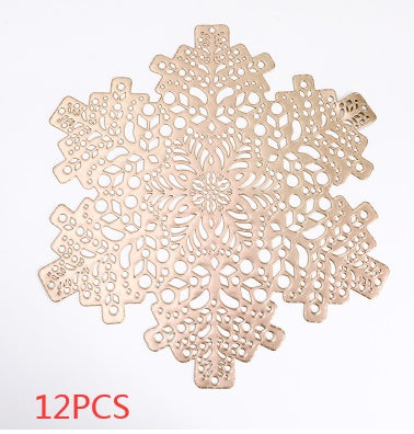 New Snowflakes PVC Hollow Anti-scalding Insulation Pad Table Bowl Mats Home Christmas Decor Heat Resistant Placemat Dining Table - ArchCanvas Haven
