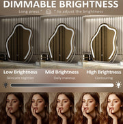 Vanity Makeup Cloud LED Mirror With Lights Strip Smart Control Wall Mount Decor Glass Hanging Removable - ArchCanvas Haven