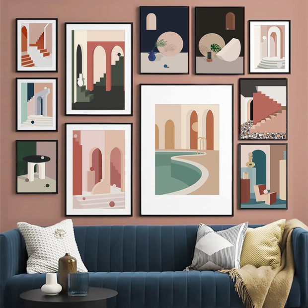 Morandi Nordic architecture decorative painting - ArchCanvas Haven