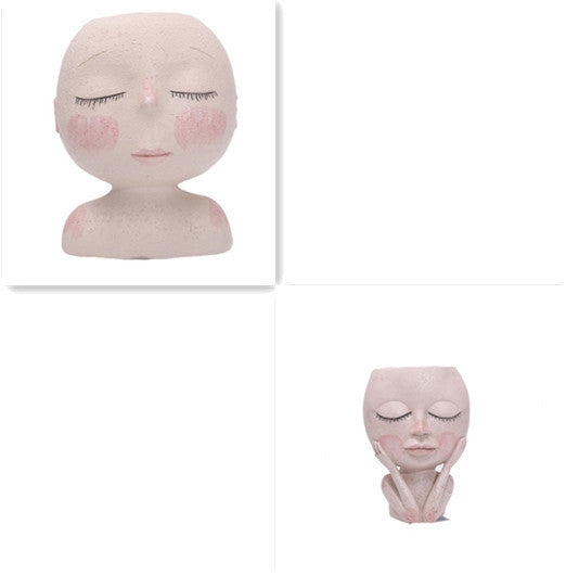 Girls Face Head Flower Planter Succulent Plant Flower Container Pot Flowerpot Garden Decor Nordic Tabletop Ornament - ArchCanvas Haven