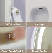 Vanity Makeup Cloud LED Mirror With Lights Strip Smart Control Wall Mount Decor Glass Hanging Removable - ArchCanvas Haven