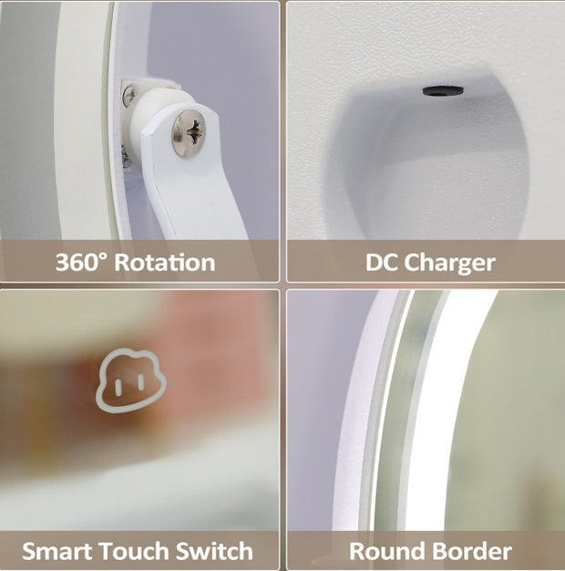 Vanity Makeup Cloud LED Mirror With Lights Strip Smart Control Wall Mount Decor Glass Hanging Removable - ArchCanvas Haven