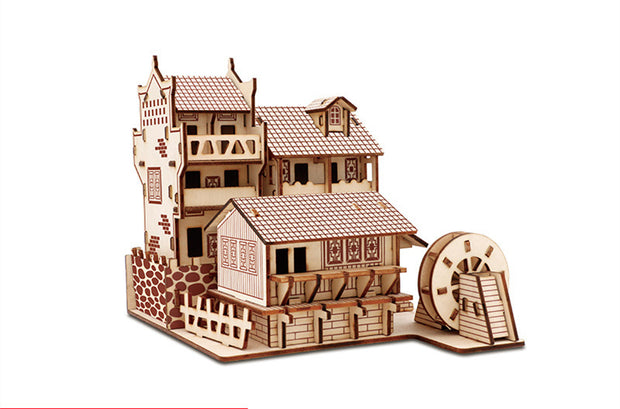Wooden Puzzle Creative Architecture Cathedral - ArchCanvas Haven