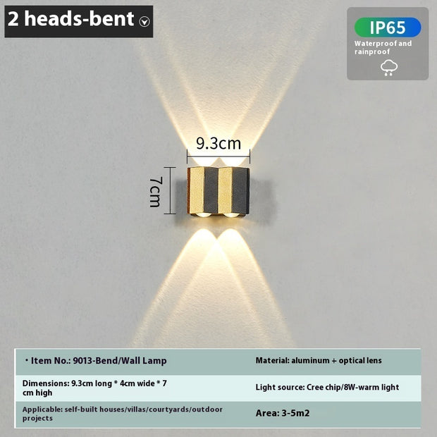 Outdoor Waterproof Wall Lamp Light Up And Down Simple Golden Trim Lamp Corridor Honeycomb Wall Lamp - ArchCanvas Haven