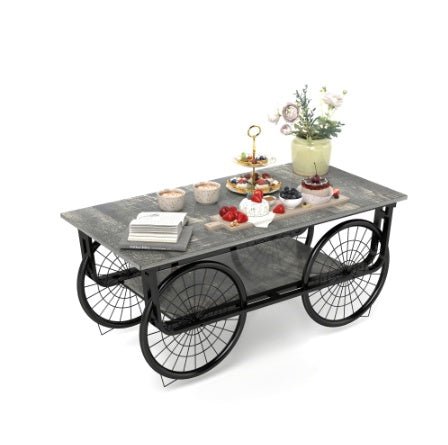 Modern Style Coffee Table Rectangle Coffee Table End Side Table Retro Design Coffee Table With Sturdy Base For Living Room Decor  Black - ArchCanvas Haven