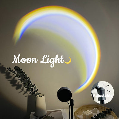 INS USB Moon Lamp LED Rainbow Neon Night Sunset Light Projector Photography Wall Atmosphere Lighting For Bedroom Home Decor - ArchCanvas Haven
