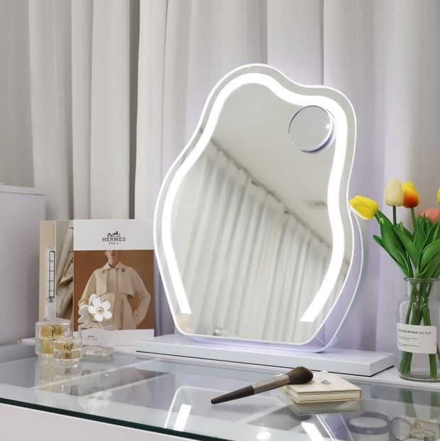 Vanity Makeup Cloud LED Mirror With Lights Strip Smart Control Wall Mount Decor Glass Hanging Removable - ArchCanvas Haven