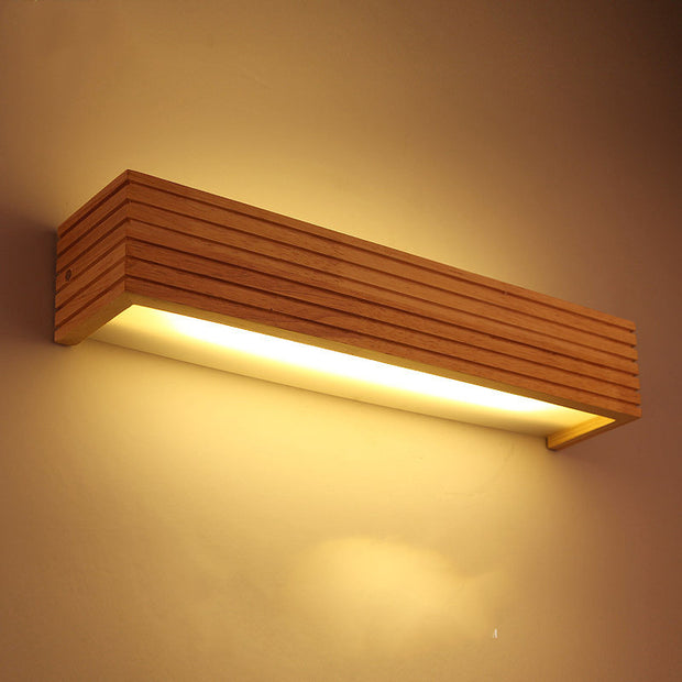 Led Mirror Front Lamp Solid Wood Bathroom Nordic Mirror Cabinet Lamp Waterproof Rectangular Bathroom Log Makeup Mirror Lamp - ArchCanvas Haven