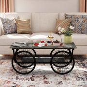 Modern Style Coffee Table Rectangle Coffee Table End Side Table Retro Design Coffee Table With Sturdy Base For Living Room Decor  Black - ArchCanvas Haven