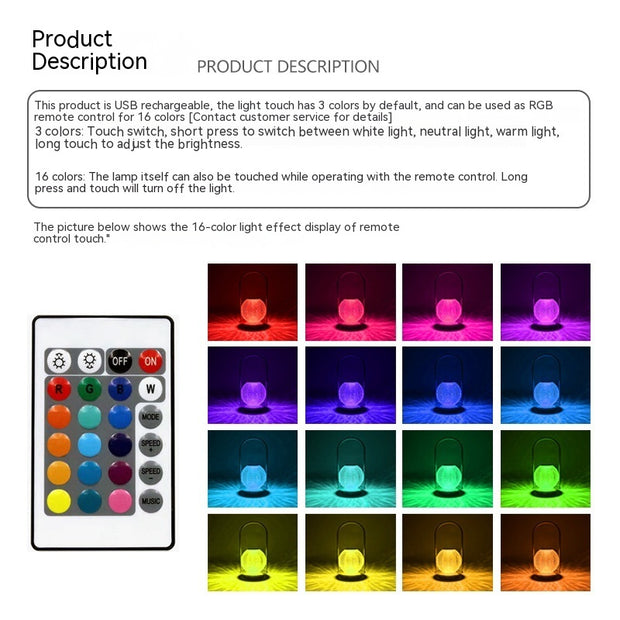 Metal Portable Ambience Light Bedroom Bedside Lamp Home Decor - ArchCanvas Haven