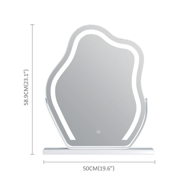 Vanity Makeup Cloud LED Mirror With Lights Strip Smart Control Wall Mount Decor Glass Hanging Removable - ArchCanvas Haven