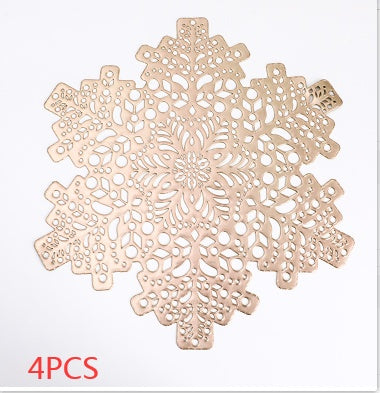New Snowflakes PVC Hollow Anti-scalding Insulation Pad Table Bowl Mats Home Christmas Decor Heat Resistant Placemat Dining Table - ArchCanvas Haven