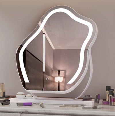 Vanity Makeup Cloud LED Mirror With Lights Strip Smart Control Wall Mount Decor Glass Hanging Removable - ArchCanvas Haven