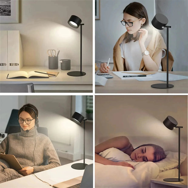 Magnetic Touchable LED USB Rechargeable Table Lamp 360 Rotate Cordless Remote Control Desk Lights Home Bedroom Wall Night Lamp - ArchCanvas Haven