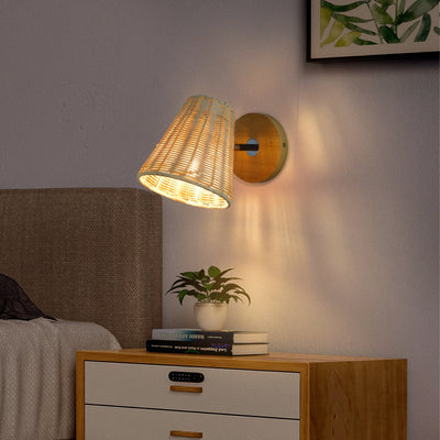 Rattan Wall Lamp Bedside Wall Lamp Mirror Front Lamp Rattan Wall Lamp - ArchCanvas Haven