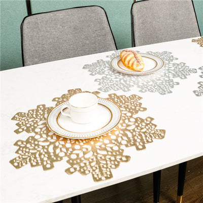 New Snowflakes PVC Hollow Anti-scalding Insulation Pad Table Bowl Mats Home Christmas Decor Heat Resistant Placemat Dining Table - ArchCanvas Haven