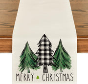 Christmas Trees Merry Xmas Table Runner, Seasonal Winter Holiday Kitchen Dining Table Decoration For Indoor Outdoor Home Party Decor 13 X 72 Inch - ArchCanvas Haven
