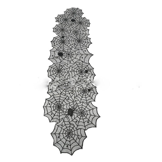 Halloween Table Cloth Black Lace Cover Table Runner Spiderweb Fireplace Scarf Table Decor Halloween Decorations For Home - ArchCanvas Haven